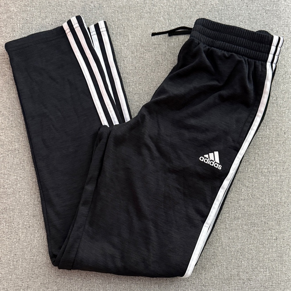 Adidas Kids Black Joggers with White Stripes